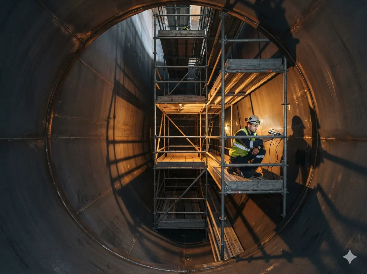 Tank içi denetim platformu — petrokimya